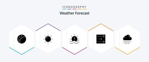 paquete de iconos de 25 glifos meteorológicos que incluye . lluvia. brillar. gota. viento vector