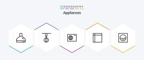 paquete de iconos de 25 líneas de electrodomésticos que incluye lavado. casa. aire. artículos para el hogar pañuelo vector