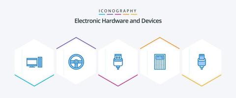 Devices 25 Blue icon pack including charge. math. cable. device. calculate vector