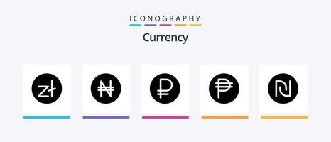 Currency Glyph 5 Icon Pack Including forex . philippine . nigeria. money. Creative Icons Design vector