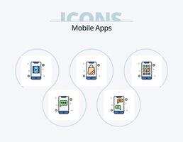 Mobile Apps Line Filled Icon Pack 5 Icon Design. mobile. application. app. app. chat vector