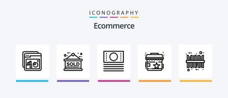 Ecommerce Line 5 Icon Pack Including rate. analysis. calendar. tag. add. Creative Icons Design vector