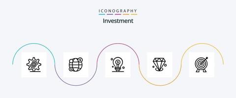 paquete de iconos de línea de inversión 5 que incluye negocios. joyas. negocio. inversión. diamante vector