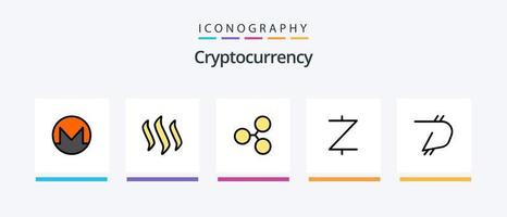 la línea de criptomoneda llenó el paquete de 5 íconos, incluida la criptografía. dogecoin moneda criptográfica. cripto. diseño de iconos creativos vector