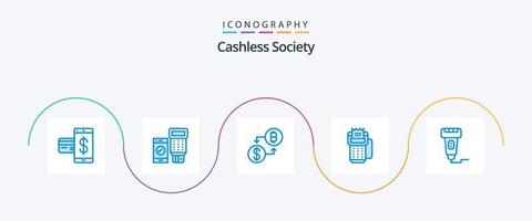 Paquete de iconos azul 5 de la sociedad sin efectivo que incluye crédito. tarjeta. escanear. dinero vector