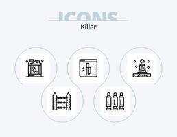 Killer Line Icon Pack 5 Icon Design. bandit. signaling. death. security. barbed vector