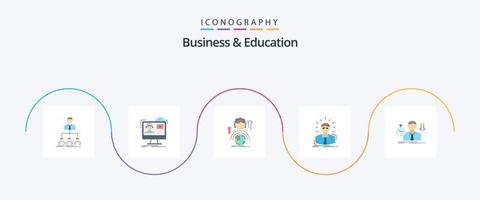 paquete de iconos de 5 planos de negocios y educación, incluido el empleado. en línea. en línea. femenino vector