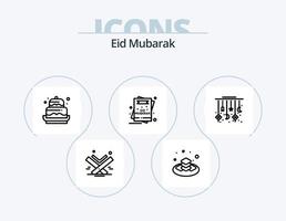 eid mubarak line icon pack 5 diseño de iconos. mano. Eid. compras. Coco. naturaleza vector