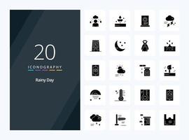 20 Rainy Solid Glyph icon for presentation vector