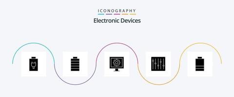 paquete de iconos de glifo 5 de dispositivos que incluye . eléctrico. televisor. batería. DJ vector