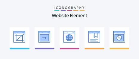 paquete de iconos azul 5 del elemento del sitio web que incluye parada. sitio web. sitio web. página. sitio web. diseño de iconos creativos vector