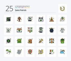 paquete de iconos rellenos de 25 líneas de san patricio que incluye irlandés. día. trébol. gorra. Smo vector