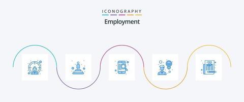 paquete de iconos azul 5 de empleo que incluye trabajo. usuario. encontrar. idea. creatividad vector