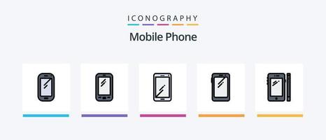 Mobile Phone Line Filled 5 Icon Pack Including . huawei. camera. mobile. Creative Icons Design vector