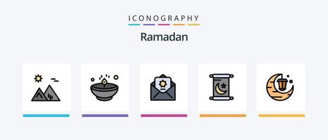 la línea de ramadán llenó el paquete de 5 iconos, incluido el ramadán. discurso. mes . oración .. diseño de iconos creativos vector