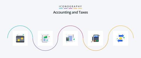 paquete de iconos planos de impuestos 5 que incluye gráfico. presupuesto. tasa. contabilidad. calculadora vector