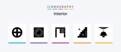 paquete de iconos de glifo interior 5 que incluye decoración. escenario. empotrado piso. interior. diseño de iconos creativos vector