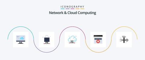 paquete de iconos flat 5 de red y computación en la nube que incluye soluciones de TI. bases de datos conexión. informática. web vector