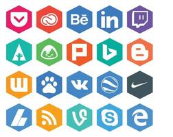 20 Social Media Icon Pack Including adsense google earth basecamp vk wattpad vector