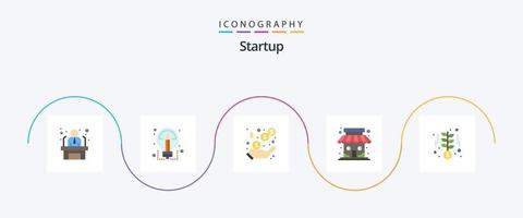 paquete de iconos planos de inicio 5 que incluye inversión. almacenar. ingreso. comercio. mercado vector