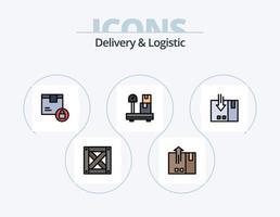 paquete de iconos llenos de línea de entrega y logística 5 diseño de iconos. logístico. caja. logístico. envío. logístico vector
