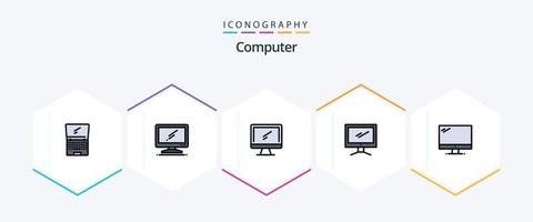 paquete de iconos de 25 líneas rellenadas de computadora que incluye . imac. vector