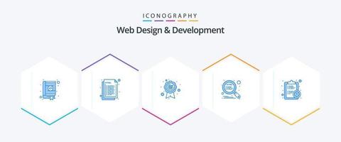 Web Design And Development 25 Blue icon pack including clock. search. web. optimization. quality vector