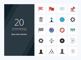 20 Basic Flat Color icon for presentation vector