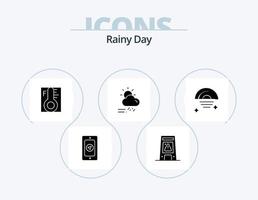 Rainy Glyph Icon Pack 5 Icon Design. weather. rainy. cloud. day. temperature vector