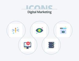 Digital Marketing Flat Icon Pack 5 Icon Design. seo monitoring. eye. repair. dollar eye. business view vector