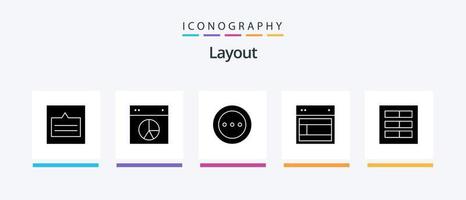 Layout Glyph 5 Icon Pack Including site. design. pie. radio. loading. Creative Icons Design vector