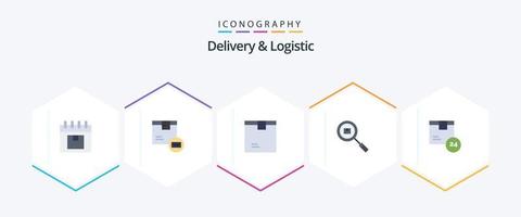 Delivery And Logistic 25 Flat icon pack including find. box. shipping. shipping. goods vector