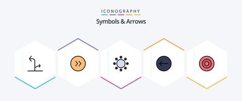 símbolos y flechas paquete de iconos de 25 líneas completas que incluye símbolos. firmar. firmar. oro. izquierda vector