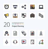 20 Project Planing Line Filled Color icon Pack like planning document report transfer mobile vector