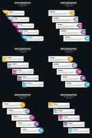 plantilla de diapositiva de presentación del paquete de infografías vectoriales 6 diagramas de ciclo de 5 pasos y líneas de tiempo vector