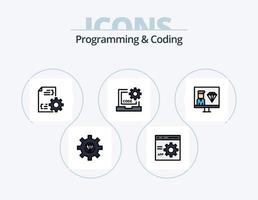 paquete de iconos llenos de línea de programación y codificación 5 diseño de iconos. desarrollar. navegador. diagrama de flujo sitio web. desarrollo vector