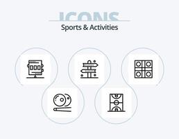 paquete de iconos de línea de deportes y actividades 5 diseño de iconos. soga. aptitud física. armario. sombrero. juego vector