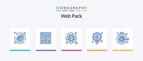 paquete web azul 5 paquete de iconos que incluye . apuntar. codificación. objetivo. embalar. diseño de iconos creativos vector