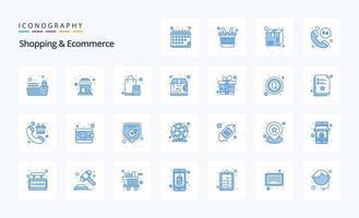 25 Shopping And Ecommerce Blue icon pack vector