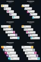 plantilla de diapositiva de presentación del paquete de infografías vectoriales 6 diagramas de ciclo de 5 pasos y líneas de tiempo vector