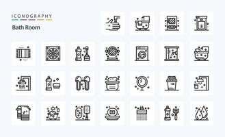 25 Bath Room Line icon pack vector