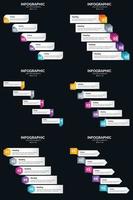 plantilla de diapositiva de presentación del paquete de infografías vectoriales 6 diagramas de ciclo de 5 pasos y líneas de tiempo vector