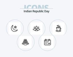 Indian Republic Day Line Icon Pack 5 Icon Design. india. animal. bowl. treat. laddu vector