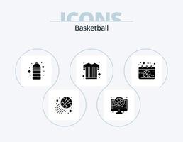 Basketball Glyph Icon Pack 5 Icon Design. game. calendar. drink. sports wear. sports clothing vector