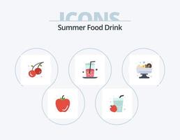 comida de verano bebida icono plano paquete 5 diseño de iconos. alimento. jugo. alimento. alimento. bebida vector