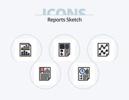 Reports Sketch Line Filled Icon Pack 5 Icon Design. page. data. paper. seo. page vector