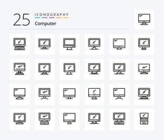 paquete de iconos de 25 líneas de computadora que incluye . capa 1. teclado. voltear. dispositivo vector