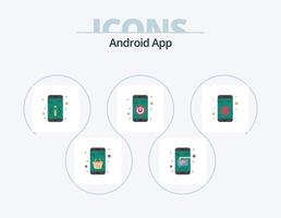 Diseño de icono de paquete de 5 iconos planos de aplicación de Android. privacidad. encender. texto. apagar. aplicación vector