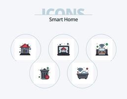 paquete de iconos llenos de línea de casa inteligente 5 diseño de iconos. fuerza. hogar. hogar. electrónico. papelera de reciclaje vector