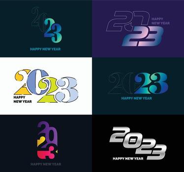 gran conjunto de 2023 feliz año nuevo diseño de texto de logotipo plantilla de diseño de número 2023 vector